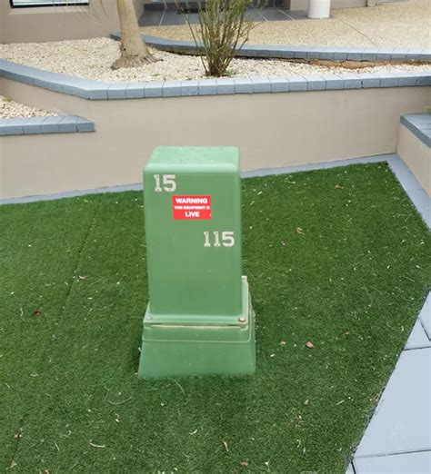 green electrical box in front of house|electrical box safety.